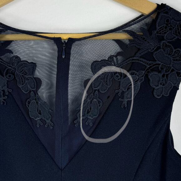 Adrian Mattox Womens Mesh Lace Mermaid Midi Dress Dress Size 10 Ink Navy - Picture 11 of 16